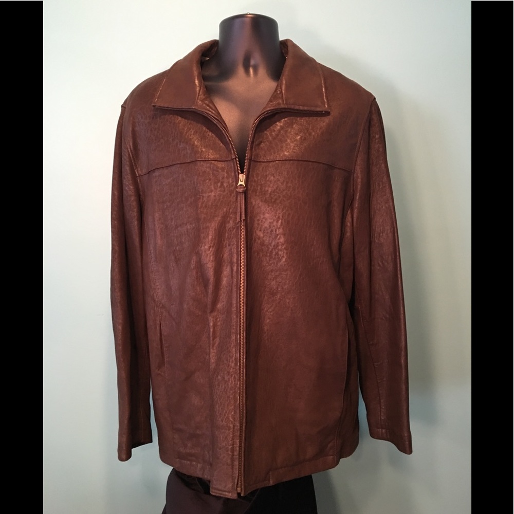 Pronto•Uomo Brown Lamb Leather Jacket Size L
